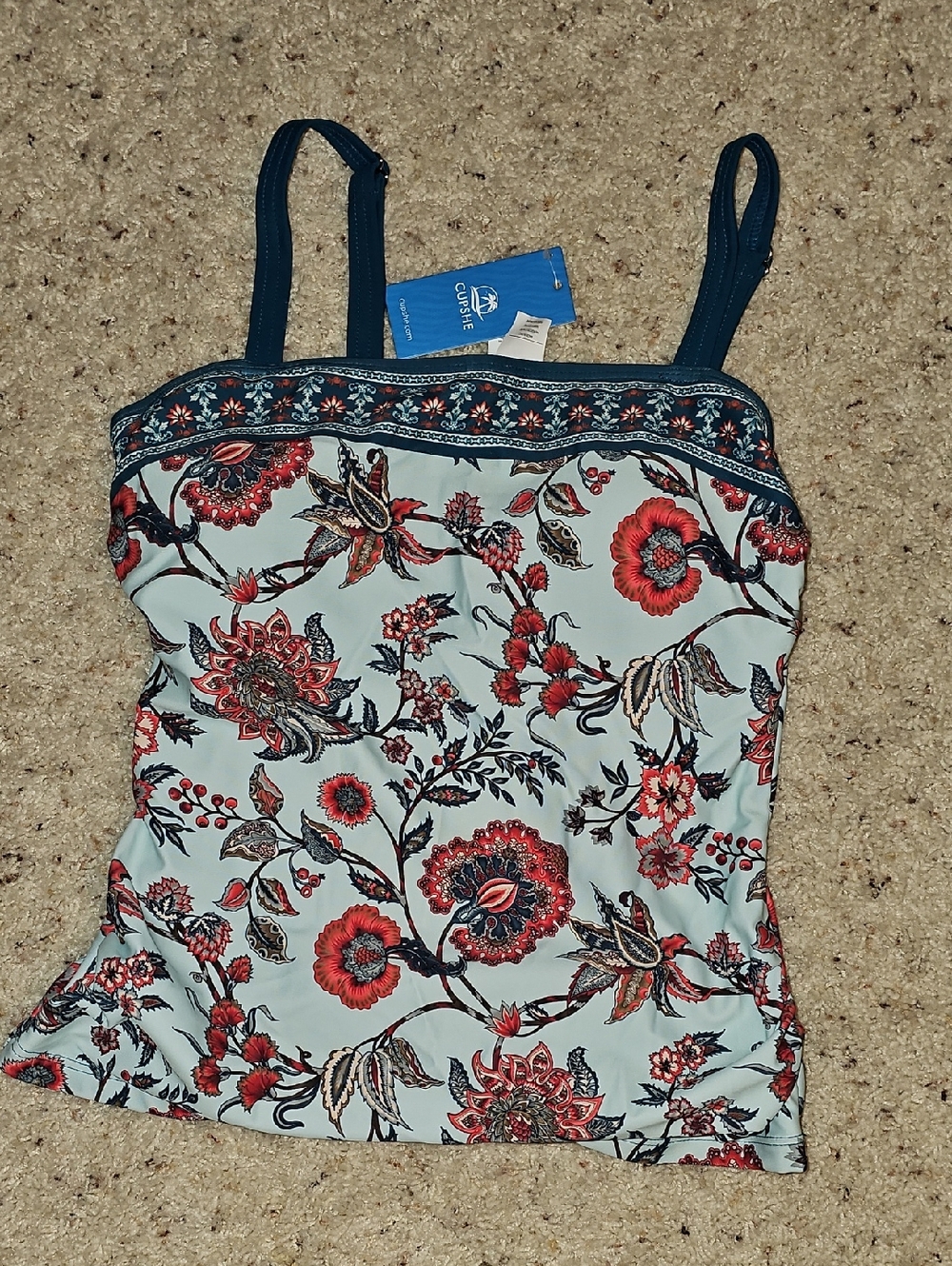 Cupshe Seafoam Whisper Floral Tankini Top